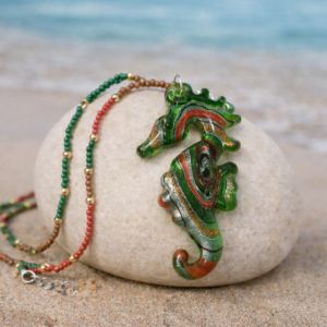 Gorgeous Resin Gold & Silver Inspired Seahorse Pendant Necklace