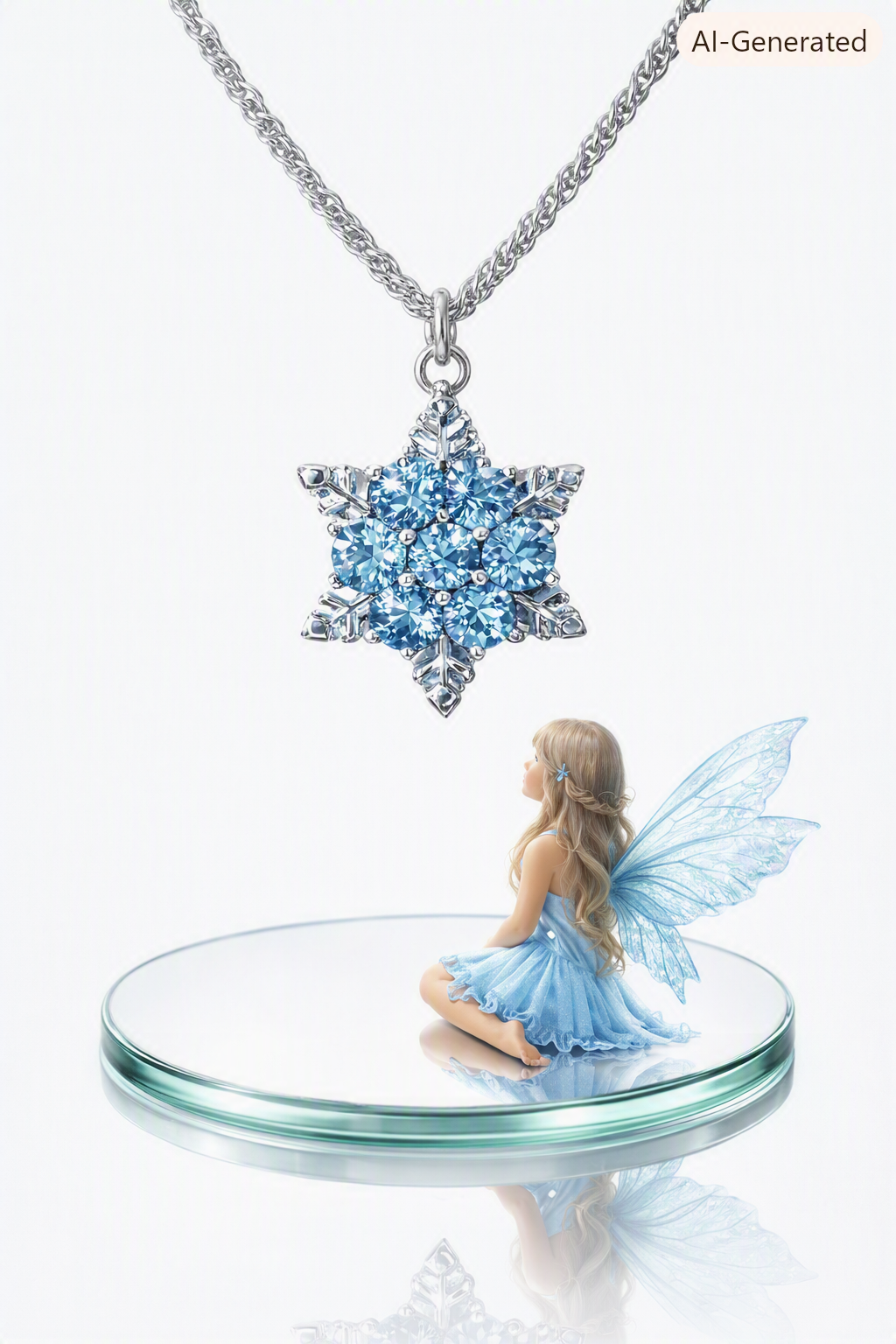 Gorgeous Silver Tone Winter Snowflake Chain Necklace