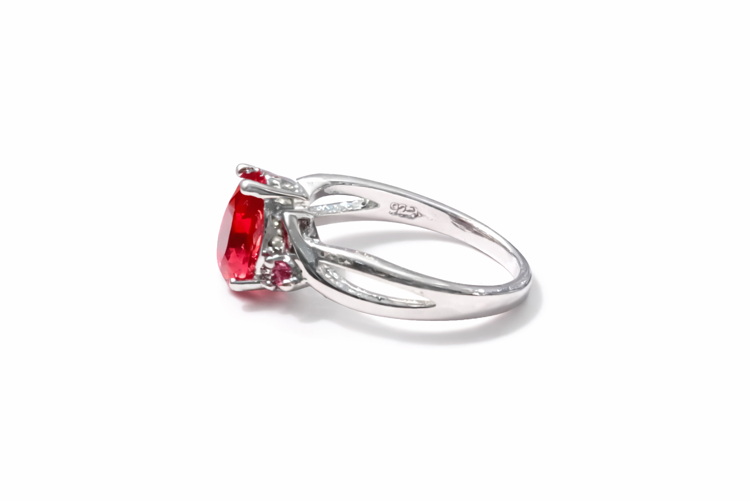 Stunning Pear-Cut Red Topaz Sterling 925 Silver Ring - Image 4