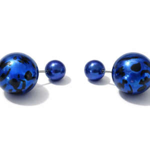 Double sided Stud: Blue Print & Blue Silver Tone Studs