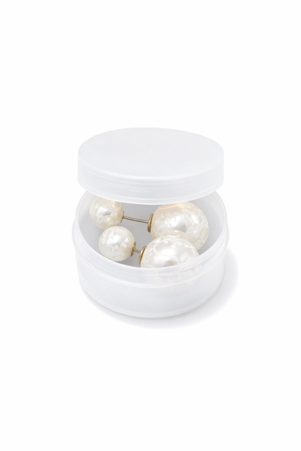 Double sided Stud: White Print & White Silver Tone Studs - Image 2