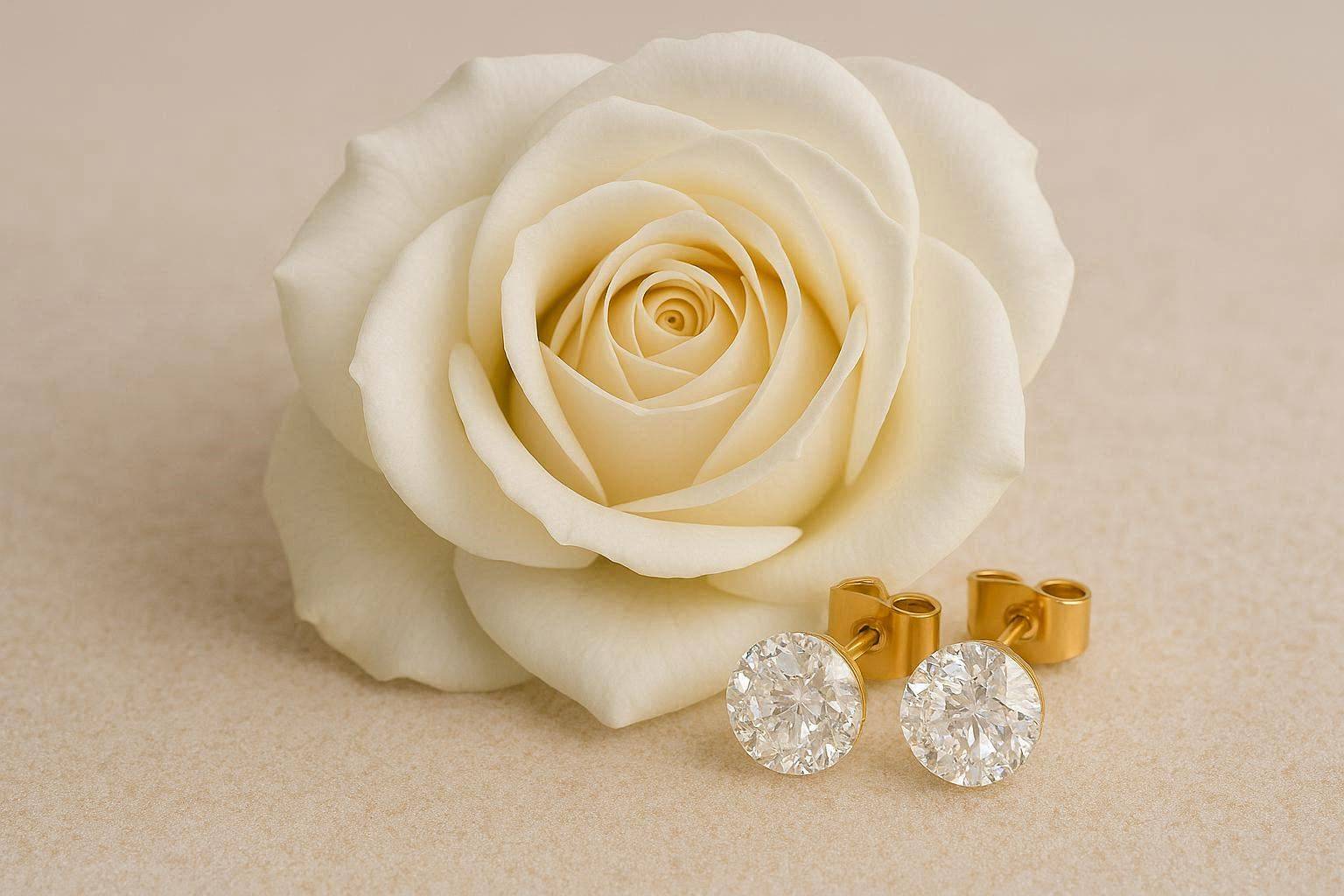 Beautiful Creamy White Resin Bead Gold Tone Stud Earrings - Image 5