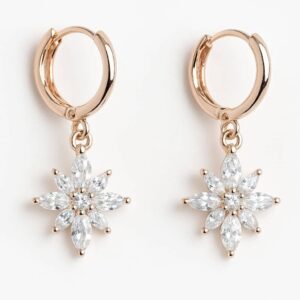 Elegant Yellow 14K GP Cubic Zirconia Star Bridal Drop Earrings