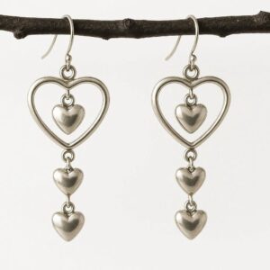 Elegant Silver Plated Heart Earrings – Triple Heart Design