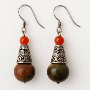 Bohemian Tiger Eye Filigree Earrings – 925 Silver Hooks 