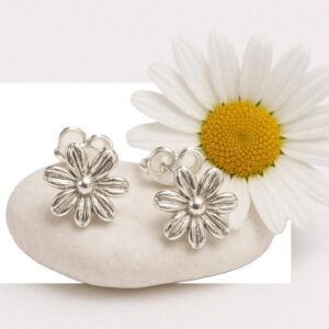 Silver Daisy Stud Earrings – 925 Sterling Silver Butterflies – 0.8 mm Petite