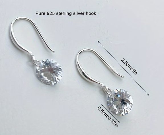 Silver Zircon Drop Earrings – 925 Hallmarked – Brilliant Sparkles - Image 2