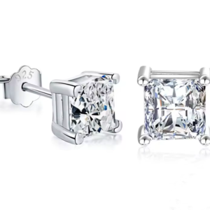 Gorgeous Cushion Cut White Topaz Stud Earrings – Sterling Silver Plated
