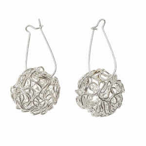 Fabulous 925 Silver Wire Ball Earrings – 4.2 cm Including Hooks