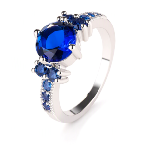 Stunning Silver‑Plated Blue Cubic Zircon Decorated Ring