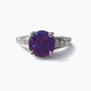 925 Sterling Silver Amethyst 3CT & Cubic Zirconia 925 Hallmarked Ring