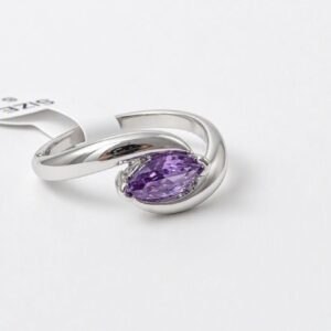 Elegant Marquise‑Cut Purple Gemstone Ring – Sterling Silver