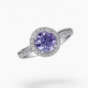 Amethyst Halo Ring 925 Silver Hallmarked – 31 Cubic Zirconias