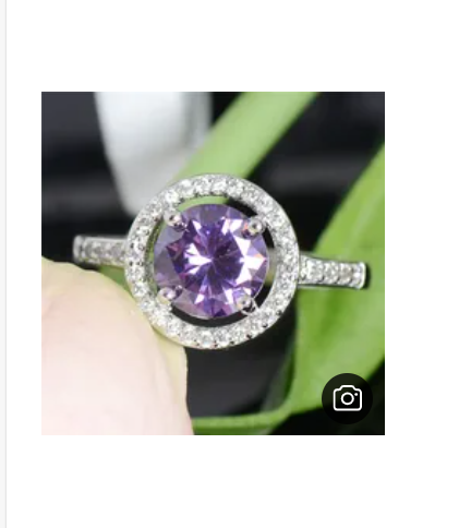 Amethyst Halo Ring 925 Silver Hallmarked – 31 Cubic Zirconias - Image 3