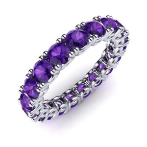Gorgeous Silver‑Plated Amethyst Eternity Ring