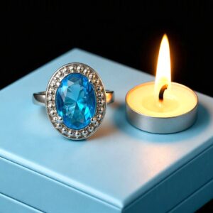 Gorgeous Blue Topaz Halo Ring – 2.75CT – 925 Silver Plated