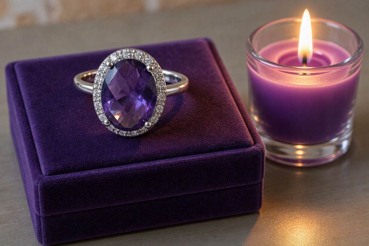 Royal Amethyst Halo Ring – 2.75CT – 925 Silver Size 10/T - Image 2