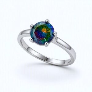 Elegant 925 Sterling Silver Soft Round Cut Mystic Topaz Ring