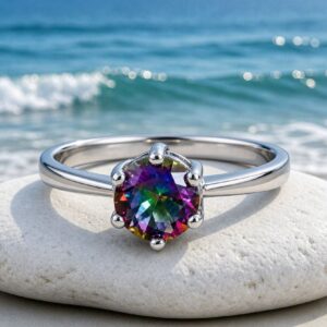 Petite Mystic Topaz Ring 925 Sterling Silver Ring 1CT