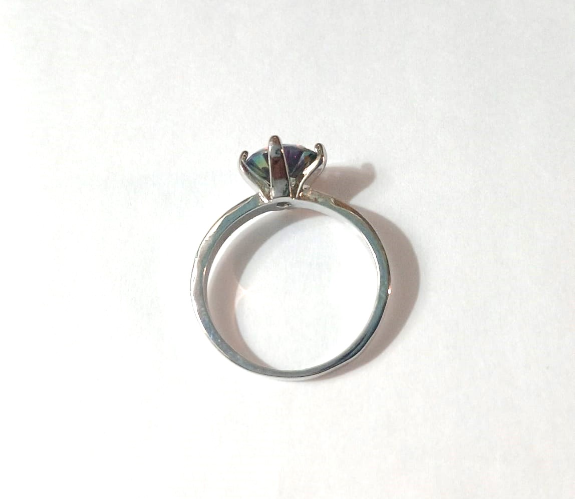 Elegant 925 Sterling Silver Soft Round Cut Mystic Topaz Ring - Image 3