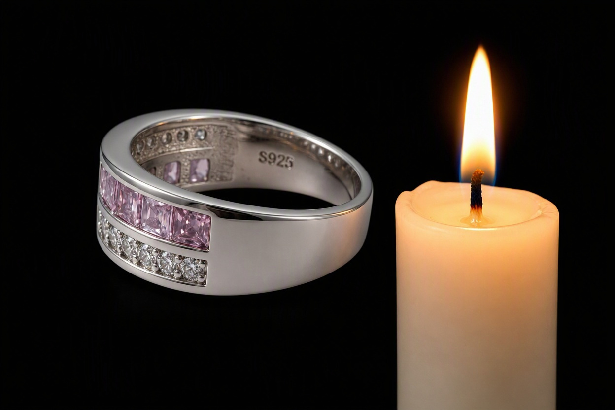 925 Hallmarked Silver Ring – White & Pink Topaz Sequence Design - Image 2